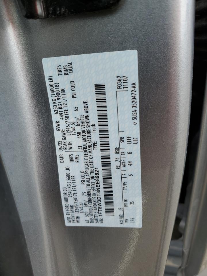 2022 FORD F350 SUPER DUTY VIN:1FT8W3DT3NEE89821