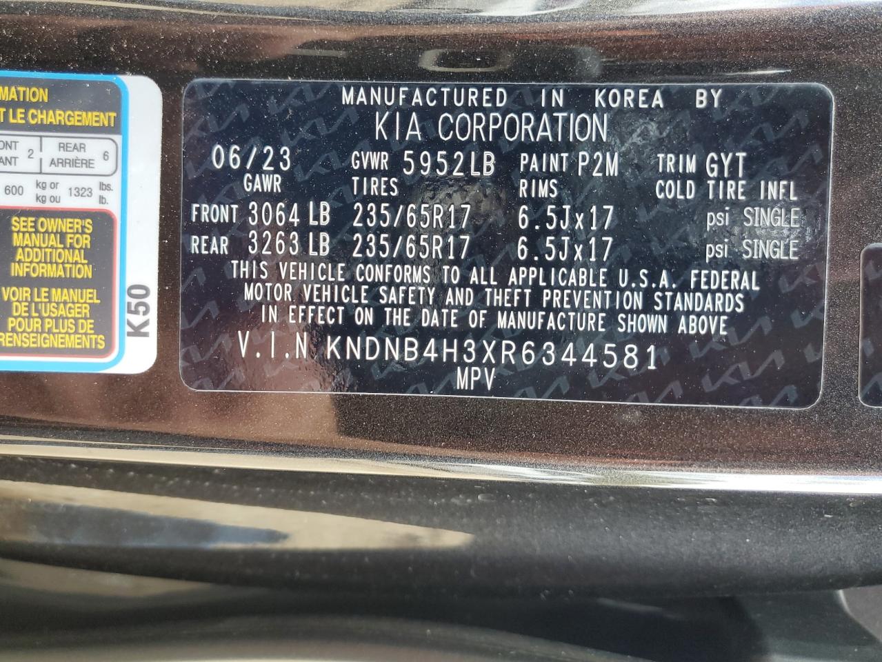 2024 KIA CARNIVAL LX VIN:KNDNB4H3XR6344581