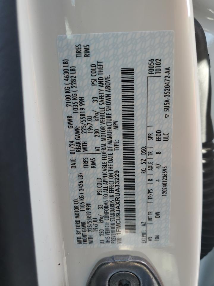 2024 FORD ESCAPE PLATINUM VIN:1FMCU9JAXRUA33229