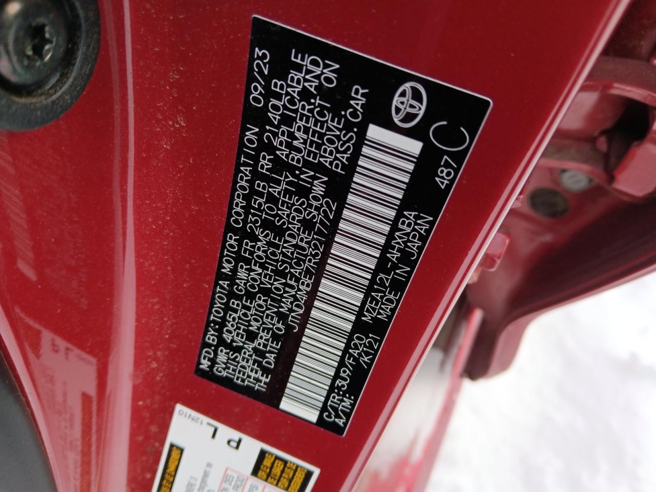 2024 TOYOTA COROLLA SE VIN:JTND4MBE7R3217722