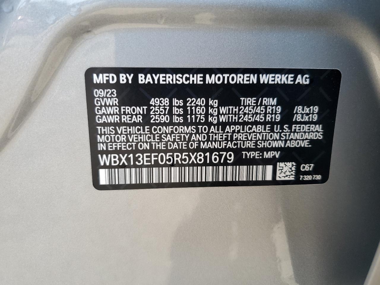 2024 BMW X1 M35I VIN:WBX13EF05R5X81679