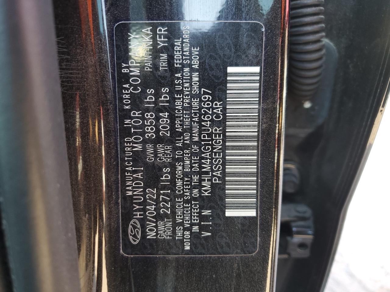 2023 HYUNDAI ELANTRA SEL VIN:KMHLM4AG1PU462697