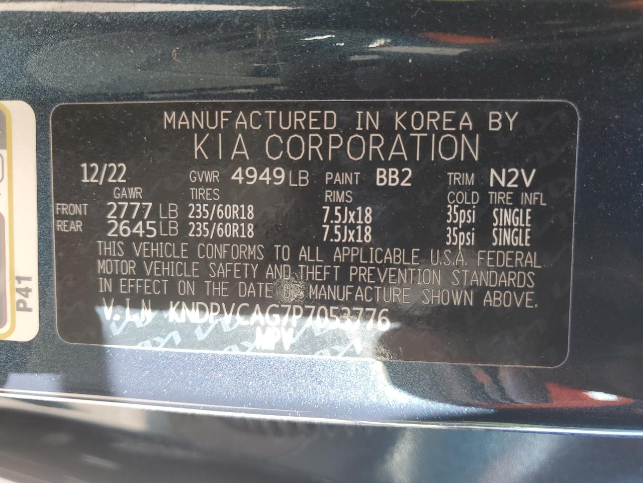 2023 KIA SPORTAGE EX VIN:KNDPVCAG7P7053776