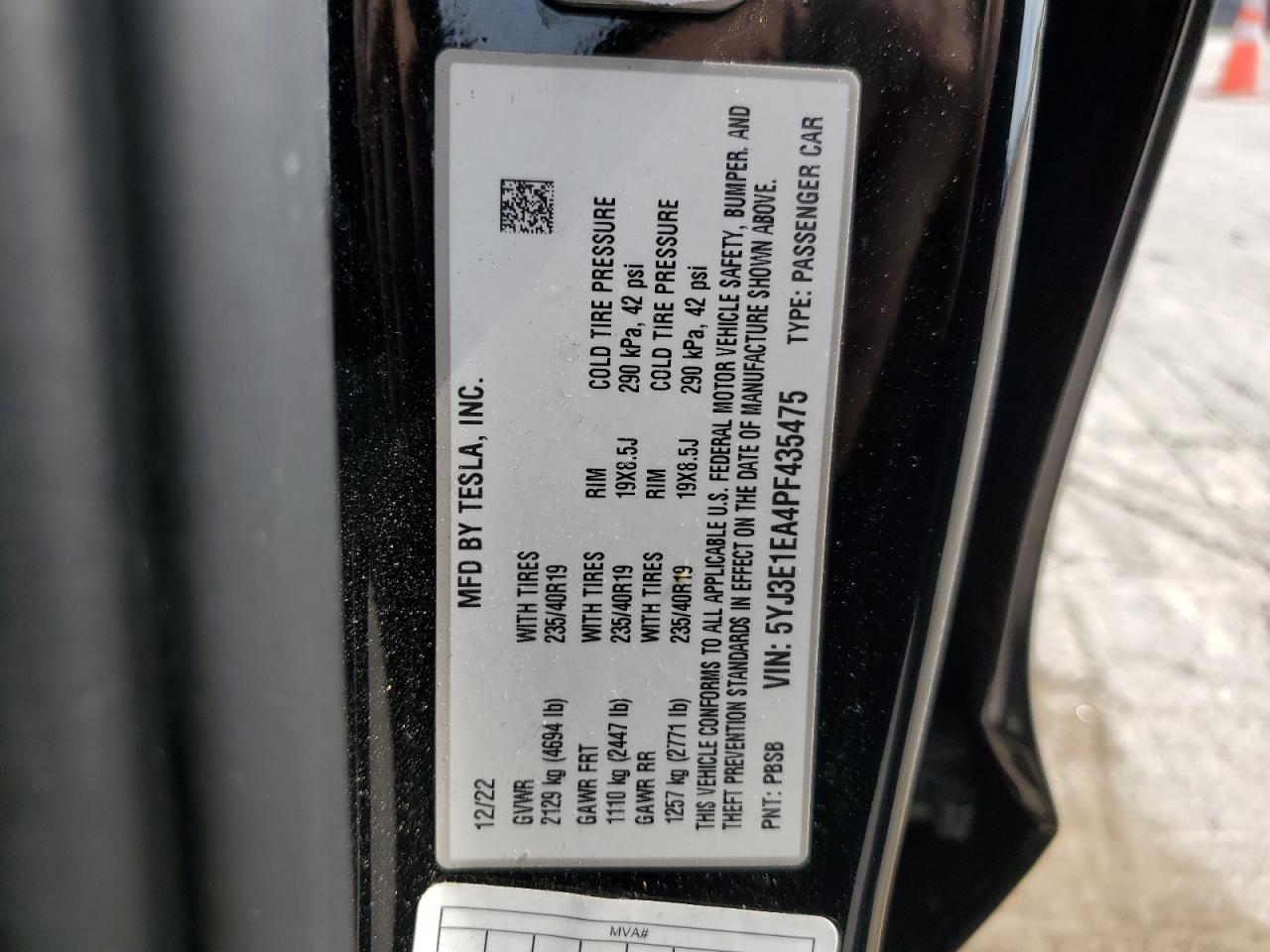 2023 TESLA MODEL 3  VIN:5YJ3E1EA4PF435475