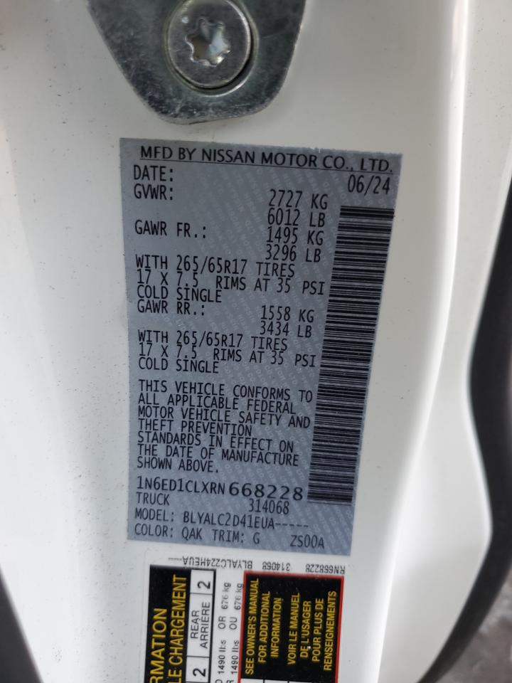 2024 NISSAN FRONTIER S VIN:1N6ED1CLXRN668228
