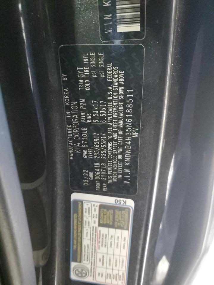 2022 KIA CARNIVAL LX VIN:KNDNB4H35N6188511