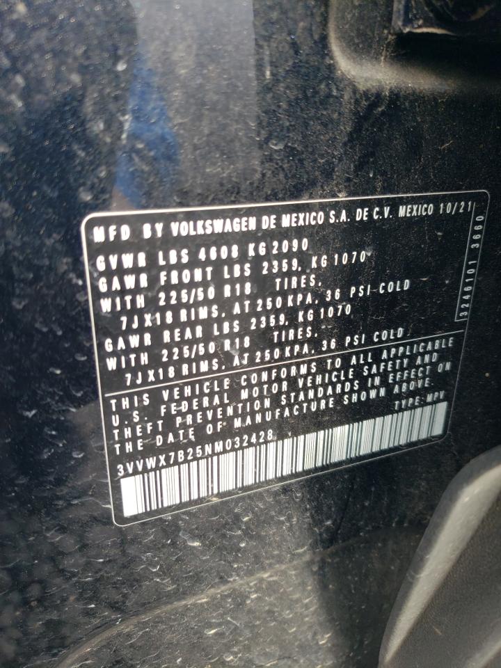 2022 VOLKSWAGEN TAOS SE VIN:3VVWX7B25NM032428