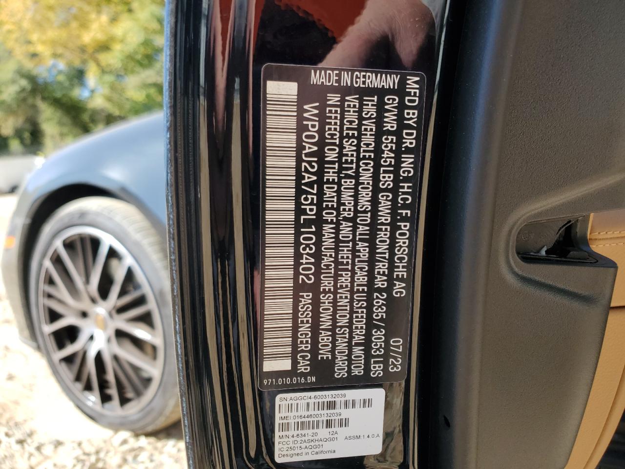 2023 PORSCHE PANAMERA BASE VIN:WP0AJ2A75PL103402