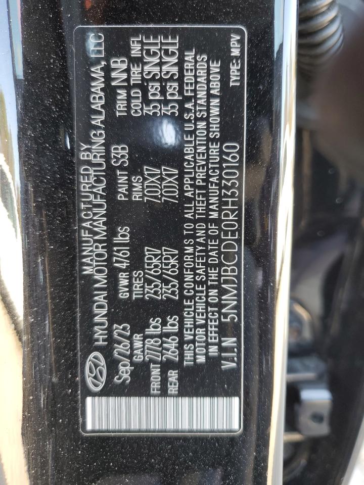 2024 HYUNDAI TUCSON SEL VIN:5NMJBCDE0RH330160