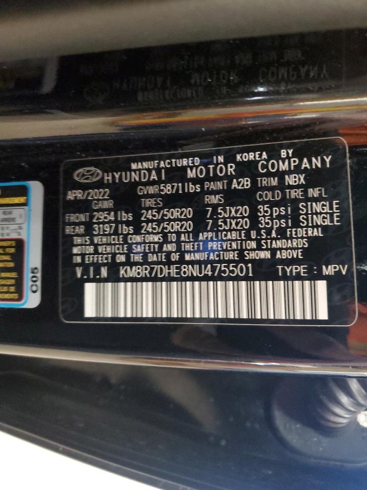 2022 HYUNDAI PALISADE CALLIGRAPHY VIN:KM8R7DHE8NU475501