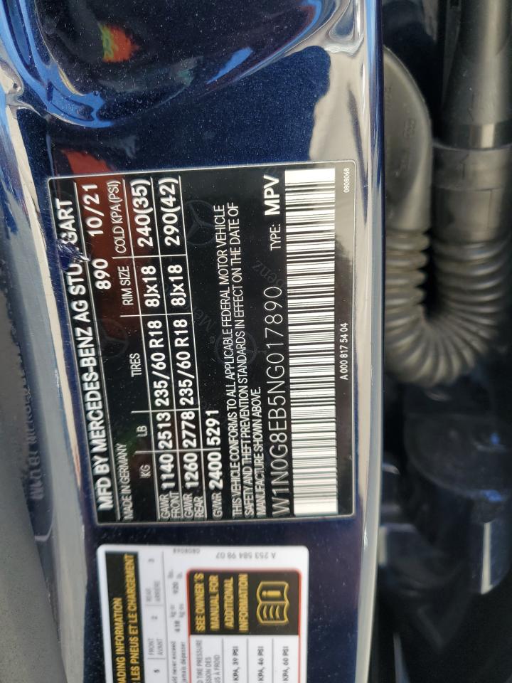 2022 MERCEDES-BENZ GLC 300 4MATIC VIN:W1N0G8EB5NG017890