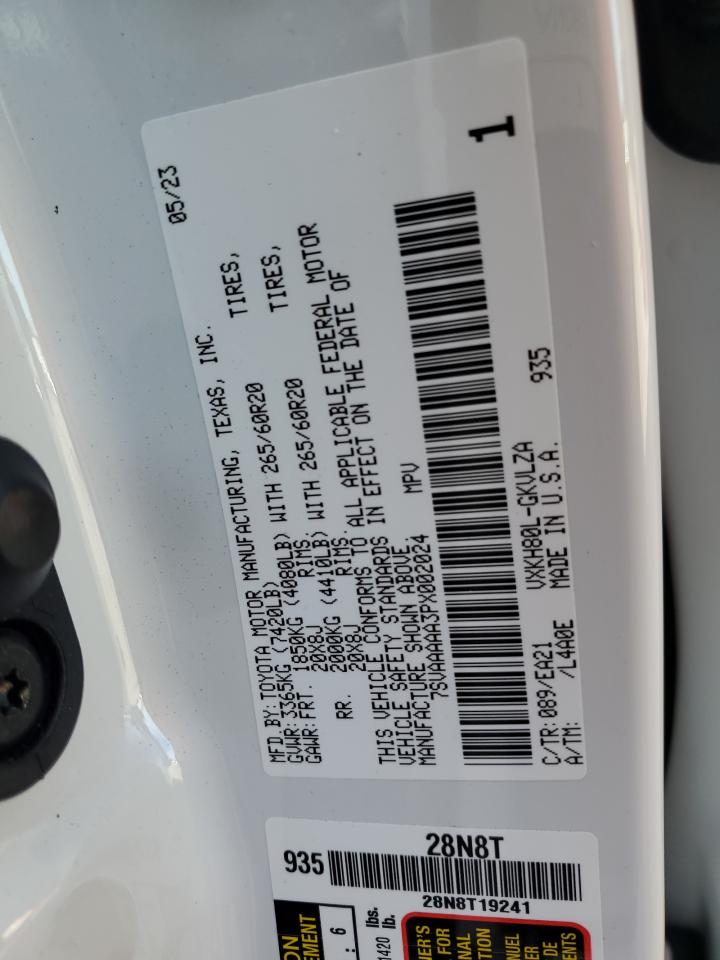 2023 TOYOTA SEQUOIA SR5 VIN:7SVAAAAA3PX002024