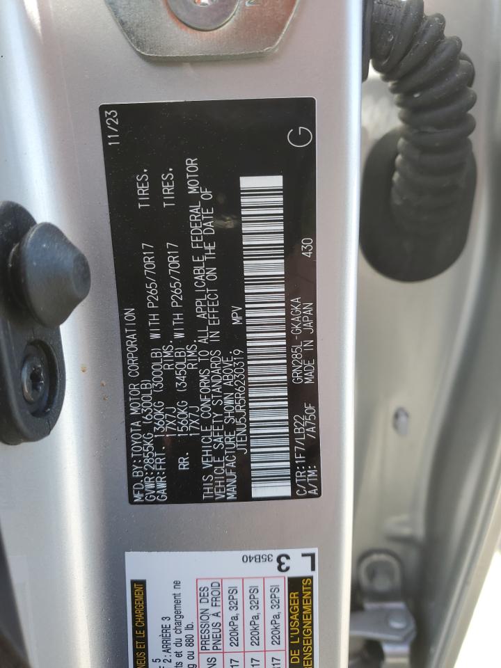 2024 TOYOTA 4RUNNER SR5/SR5 PREMIUM VIN:JTENU5JR5R6230319