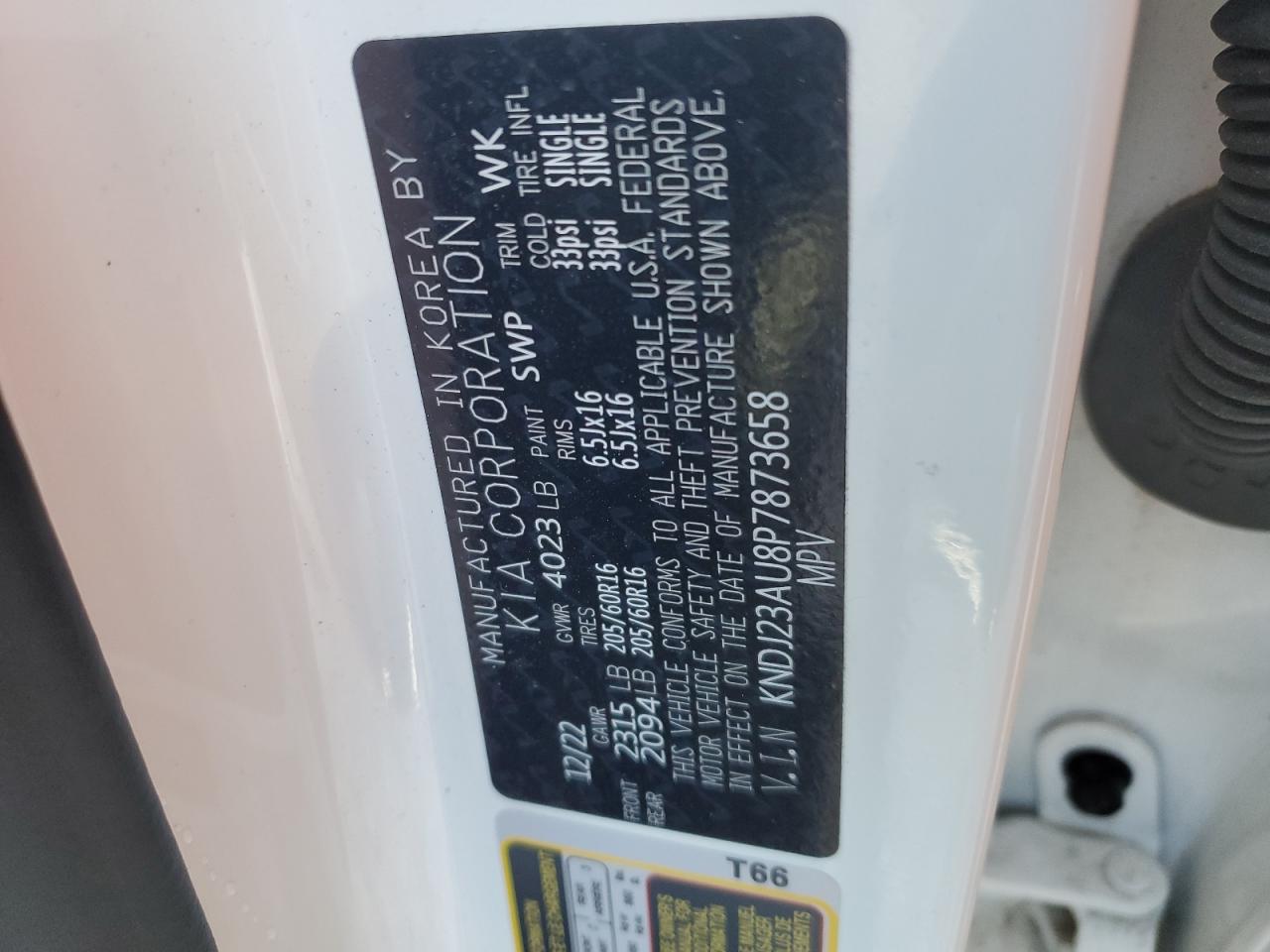 2023 KIA SOUL LX VIN:KNDJ23AU8P7873658