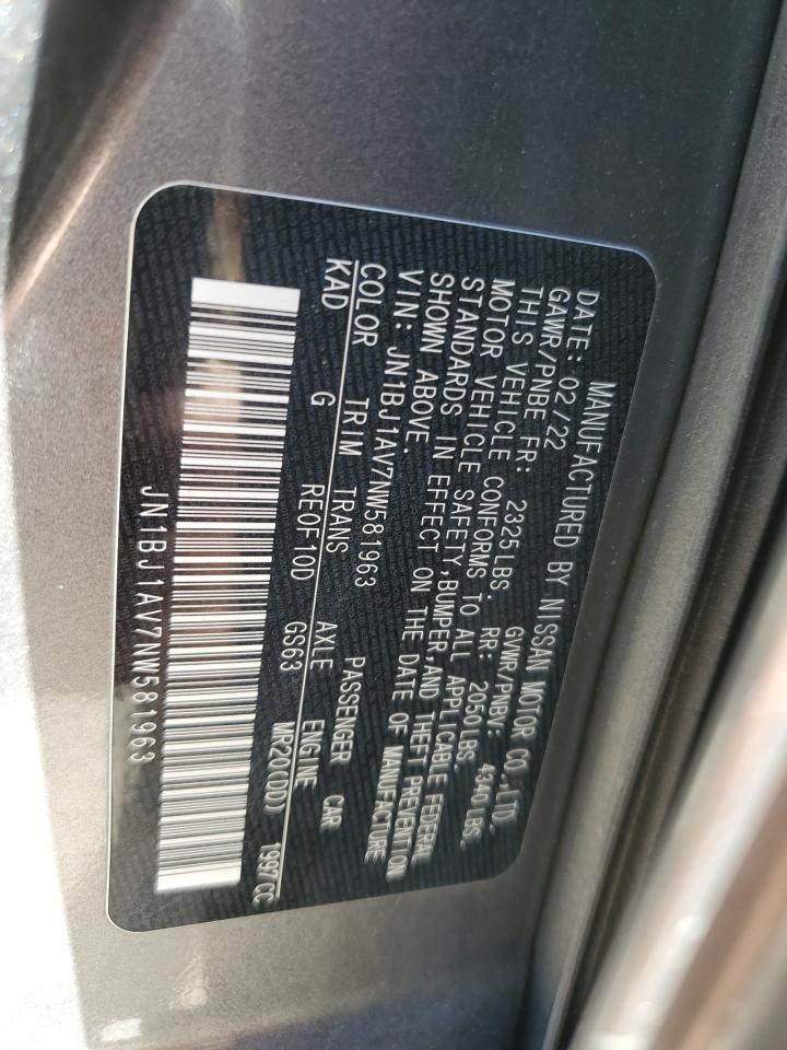 2022 NISSAN ROGUE SPORT S VIN:JN1BJ1AV7NW581963