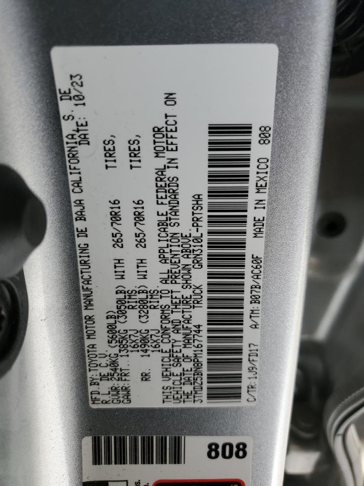 2023 TOYOTA TACOMA DOUBLE CAB VIN:3TMDZ5BN8PM167744