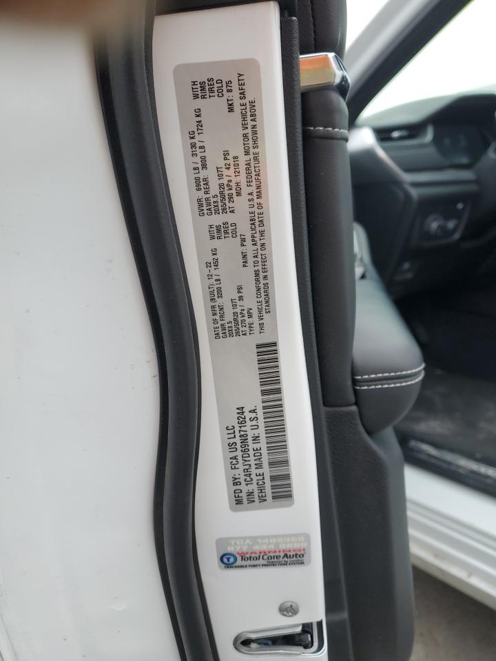 2022 JEEP GRAND CHEROKEE OVERLAND 4XE VIN:1C4RJYD69N8716244