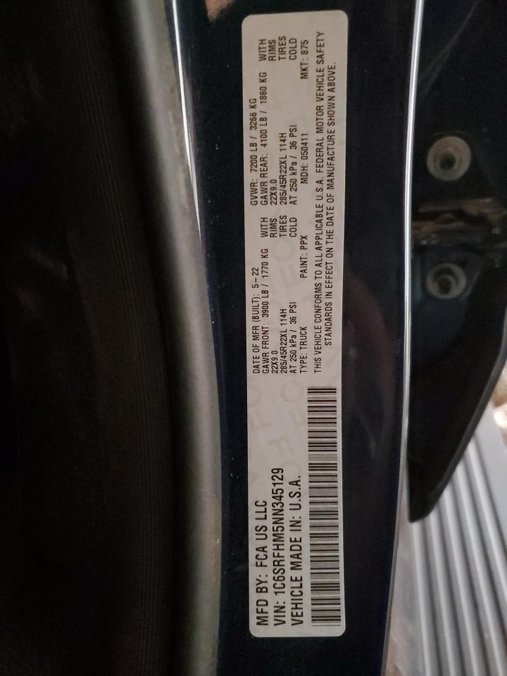 2022 RAM 1500 LIMITED VIN:1C6SRFHM5NN345129