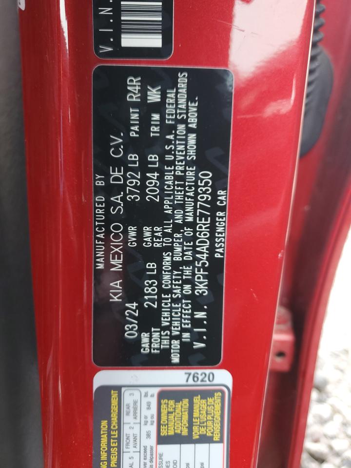 2024 KIA FORTE GT LINE VIN:3KPF54AD6RE779350
