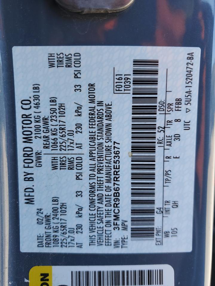 2024 FORD BRONCO SPORT BIG BEND VIN:3FMCR9B67RRE53677