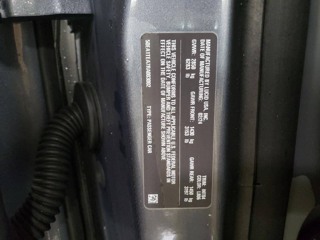 2024 LUCID MOTORS AIR TOURING VIN:50EA1TEA7RA003002