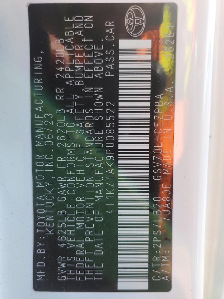 2023 TOYOTA CAMRY TRD VIN:4T1KZ1AK9PU085522