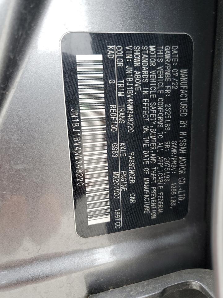 2022 NISSAN ROGUE SPORT SV VIN:JN1BJ1BV4NW348220