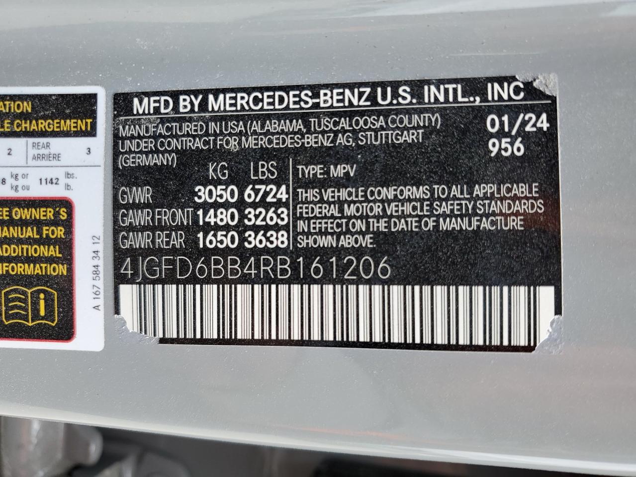 2024 MERCEDES-BENZ GLE COUPE AMG 53 4MATIC VIN:4JGFD6BB4RB161206