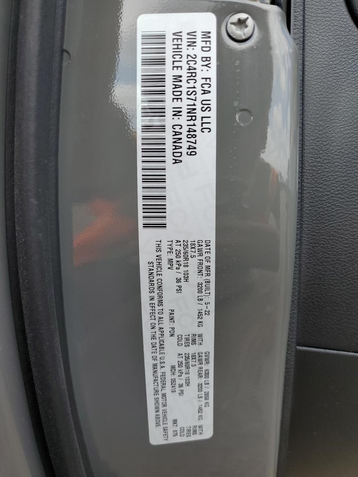 2022 CHRYSLER PACIFICA HYBRID LIMITED VIN:2C4RC1S71NR148749