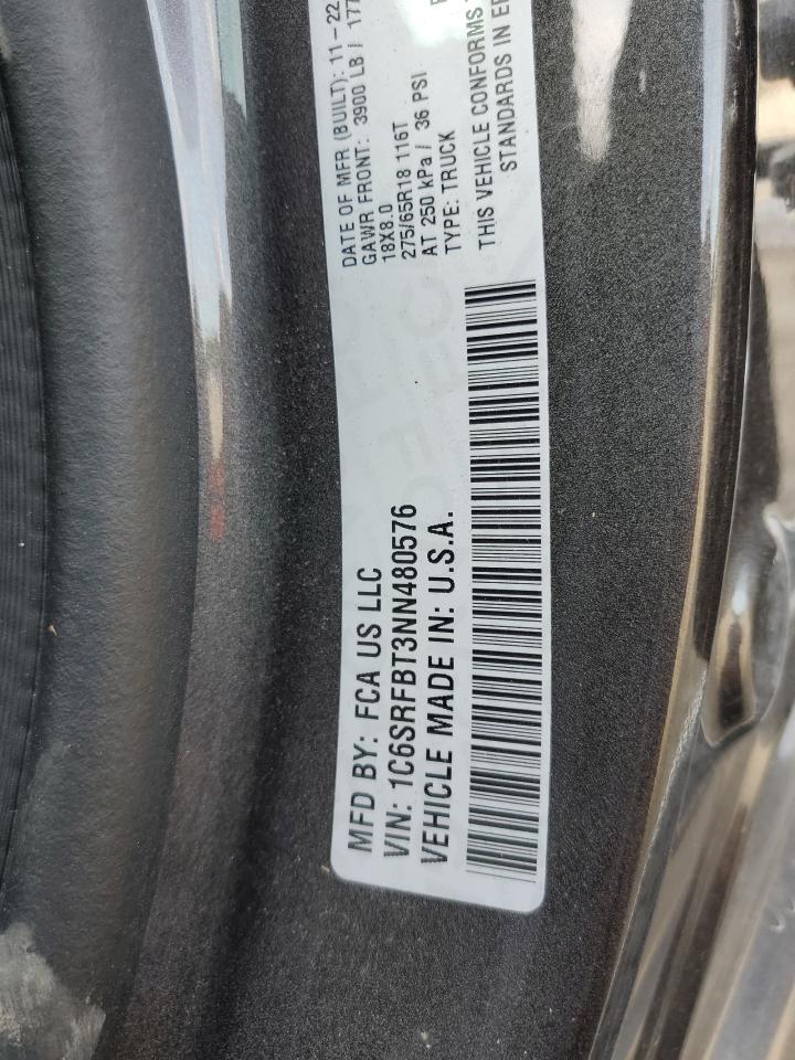 2022 RAM 1500 BIG HORN/LONE STAR VIN:1C6SRFBT3NN480576