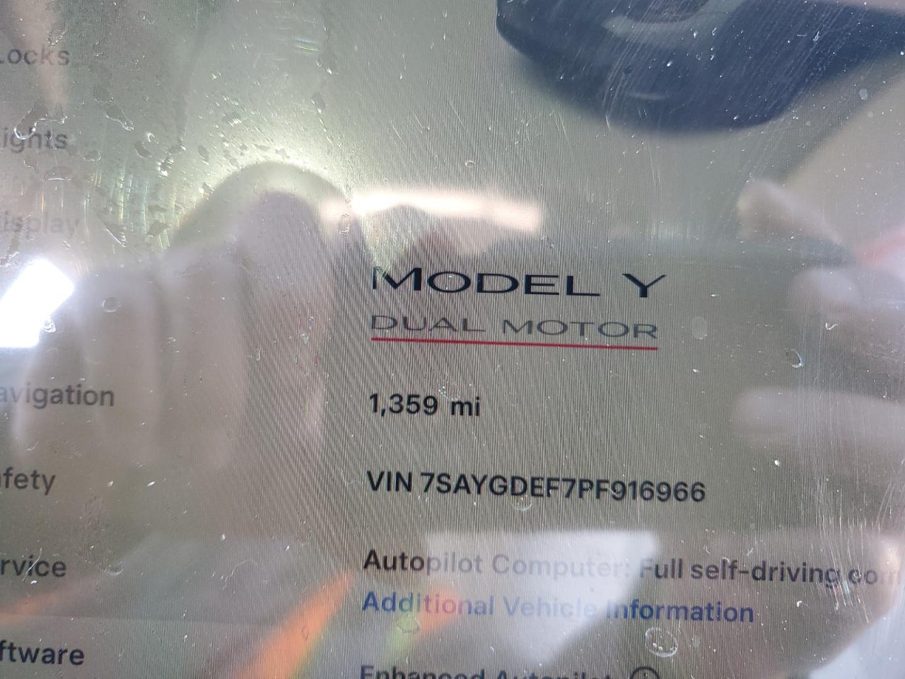 2023 TESLA MODEL Y  VIN:7SAYGDEF7PF916966