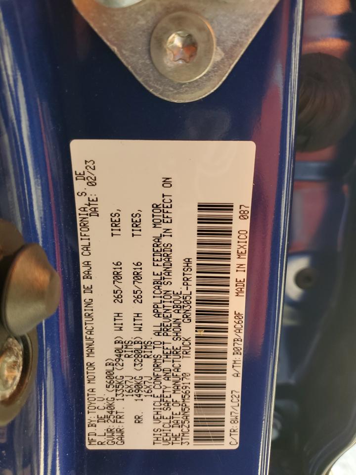 2023 TOYOTA TACOMA DOUBLE CAB VIN:3TMCZ5AN5PM569170