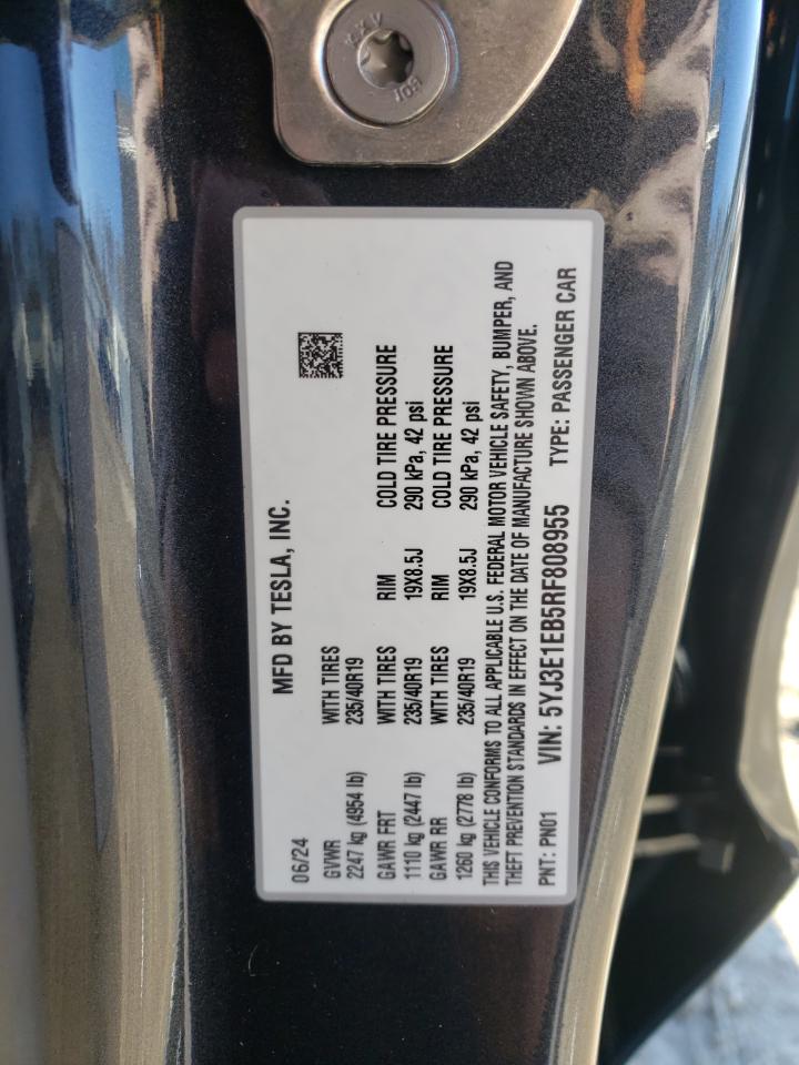2024 TESLA MODEL 3  VIN:5YJ3E1EB5RF808955