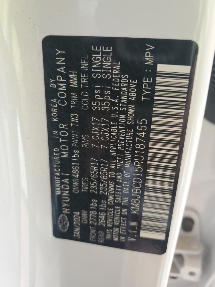 2024 HYUNDAI TUCSON BLUE VIN:KM8JBCD15RU187465