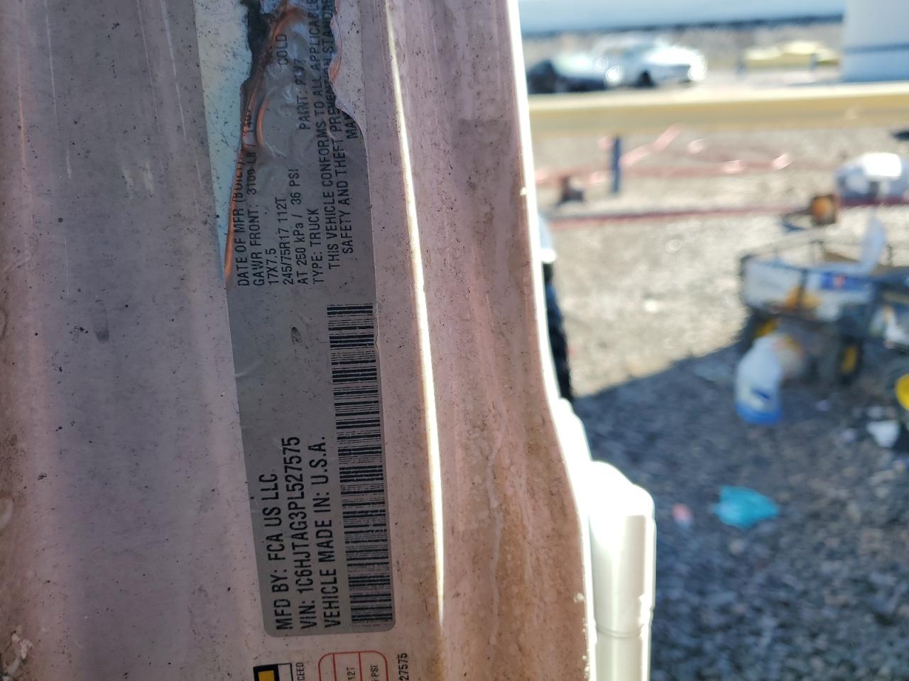 2023 JEEP GLADIATOR SPORT VIN:1C6HJTAG3PL527575