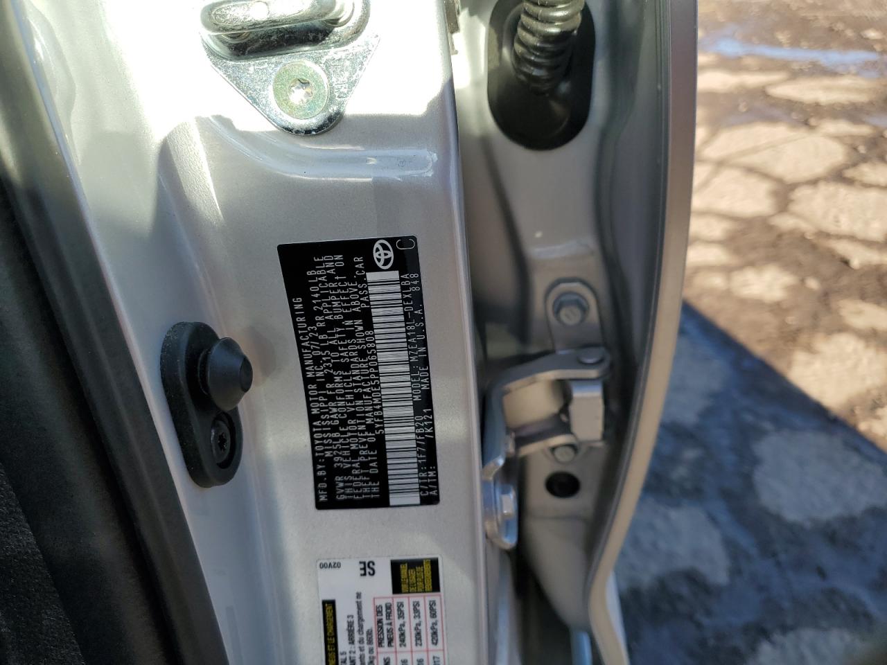 2023 TOYOTA COROLLA LE VIN:5YFB4MDE5PP065808