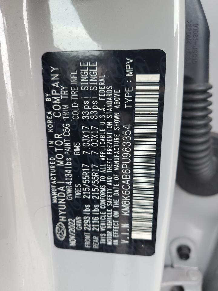 2023 HYUNDAI KONA SEL VIN:KM8K6CAB6PU983354