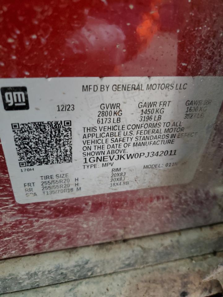 2023 CHEVROLET TRAVERSE RS VIN:1GNEVJKW0PJ342011