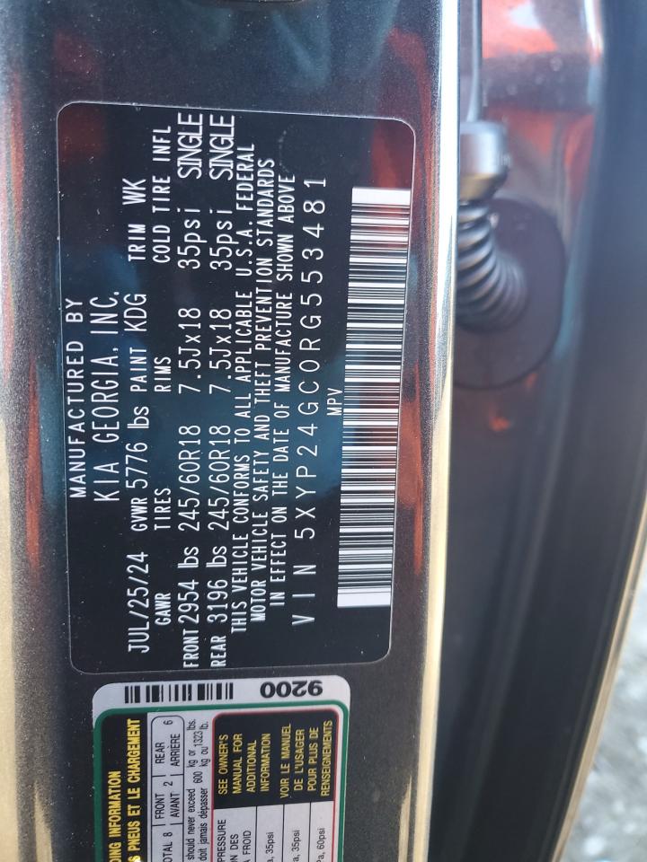 2024 KIA TELLURIDE LX VIN:5XYP24GC0RG553481