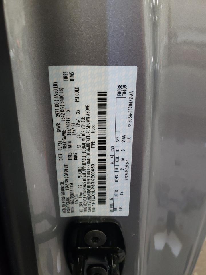 2024 FORD F150 XL VIN:1FTEX1LP8RKE00650