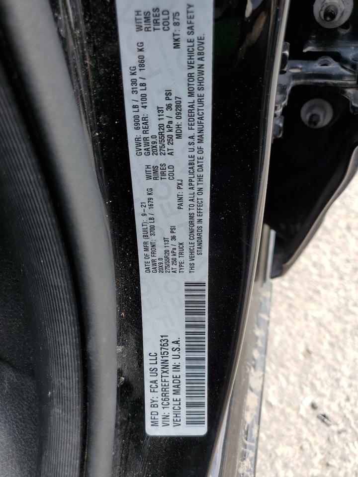 2022 RAM 1500 BIG HORN/LONE STAR VIN:1C6RREFTXNN157631