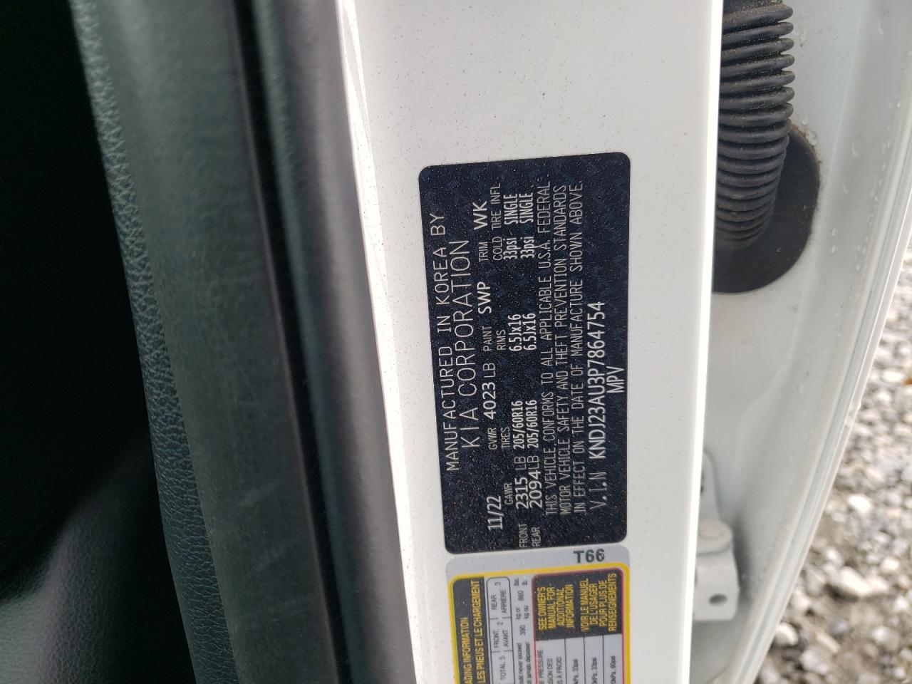 2023 KIA SOUL LX VIN:KNDJ23AU3P7864754