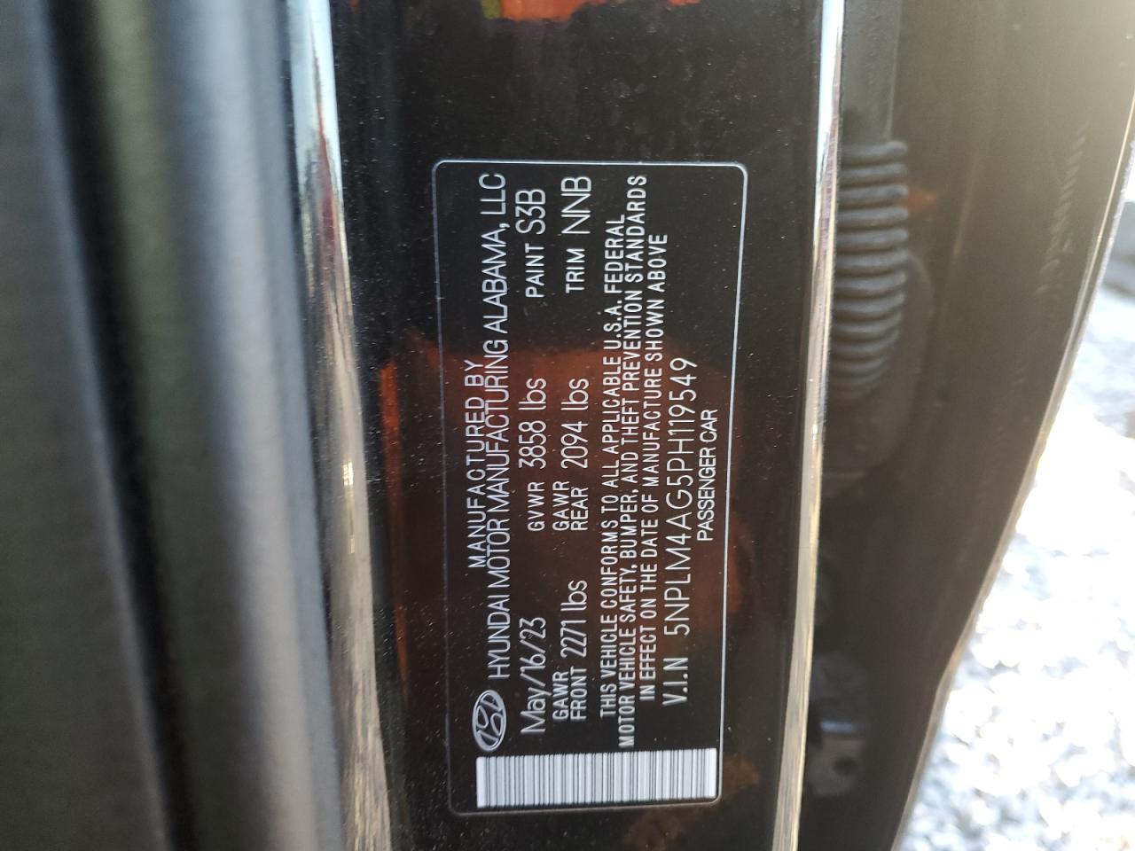 2023 HYUNDAI ELANTRA SEL VIN:5NPLM4AG5PH119549