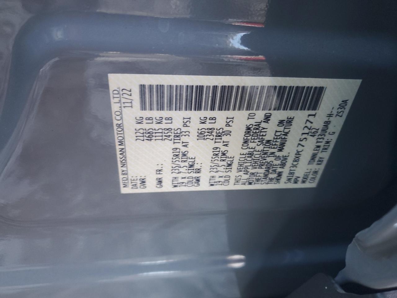 2023 NISSAN ROGUE SL VIN:5N1BT3CBXPC751271