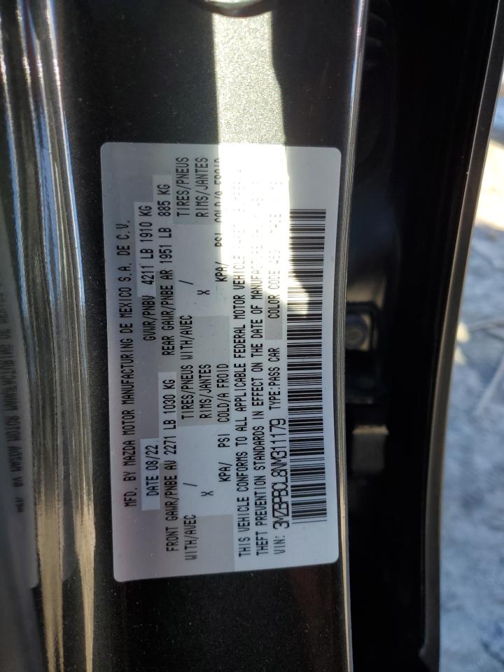 2022 MAZDA 3 PREFERRED VIN:3MZBPBCL8NM311179