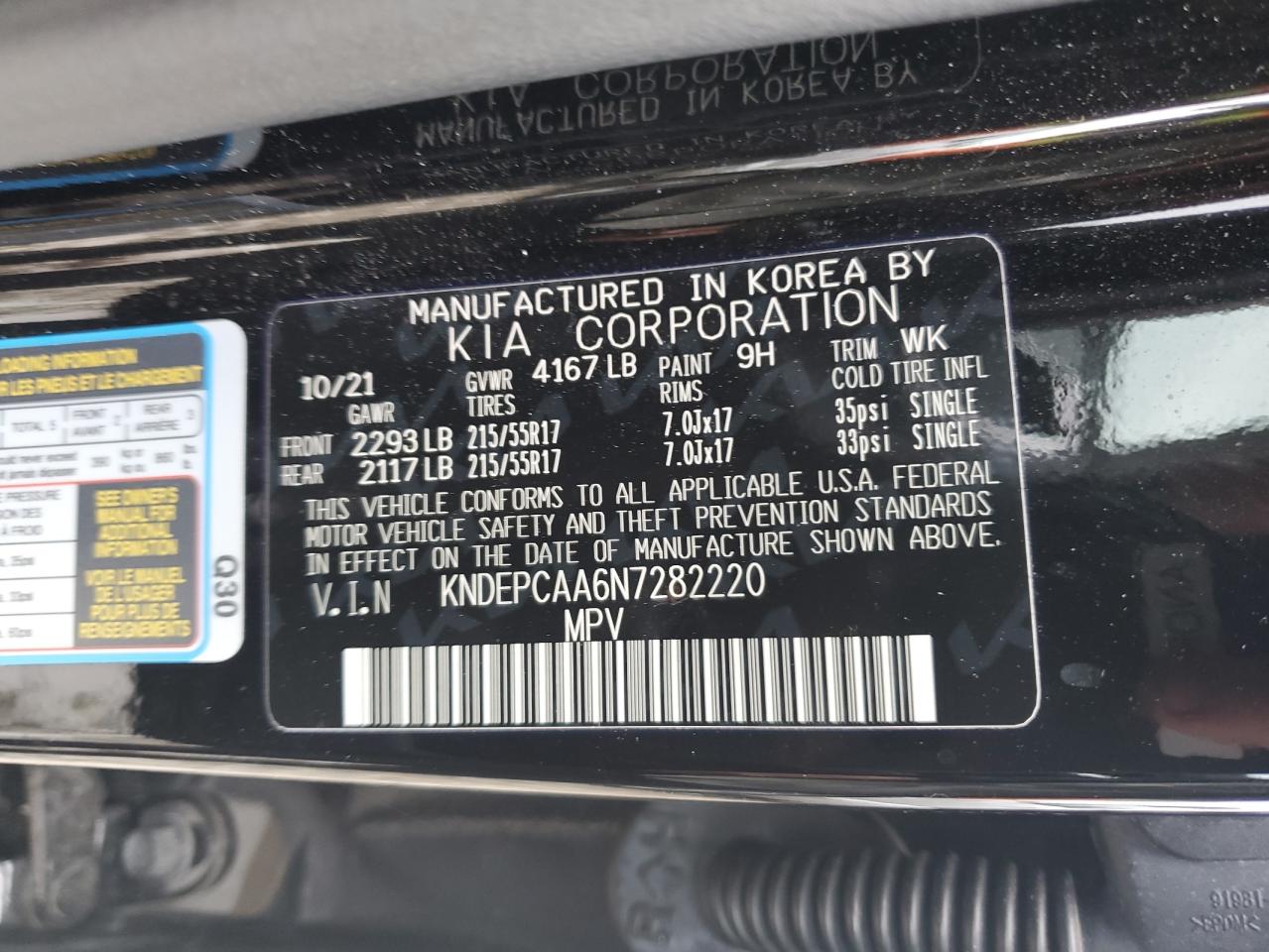2022 KIA SELTOS LX VIN:KNDEPCAA6N7282220