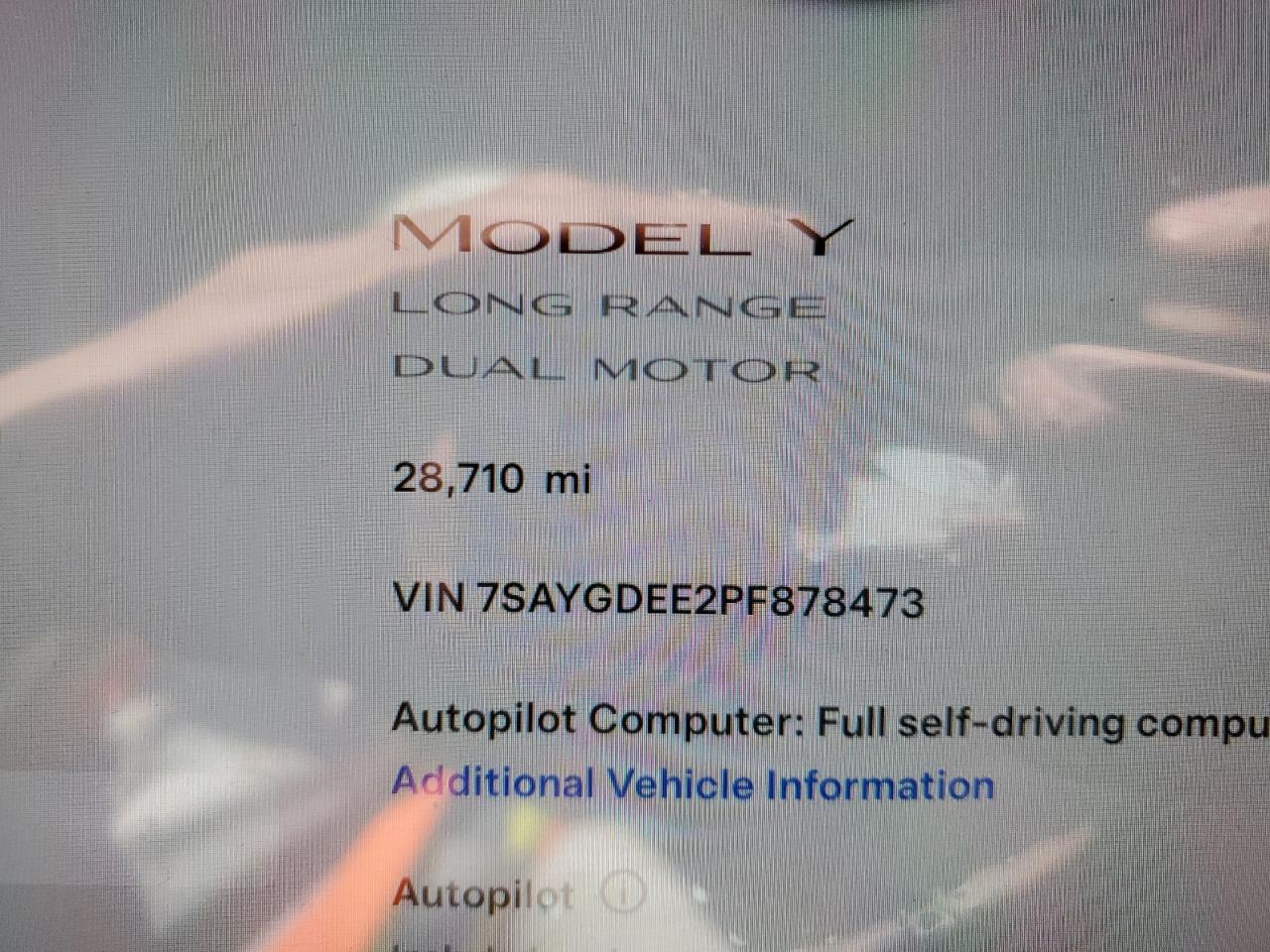 2023 TESLA MODEL Y  VIN:7SAYGDEE2PF878473