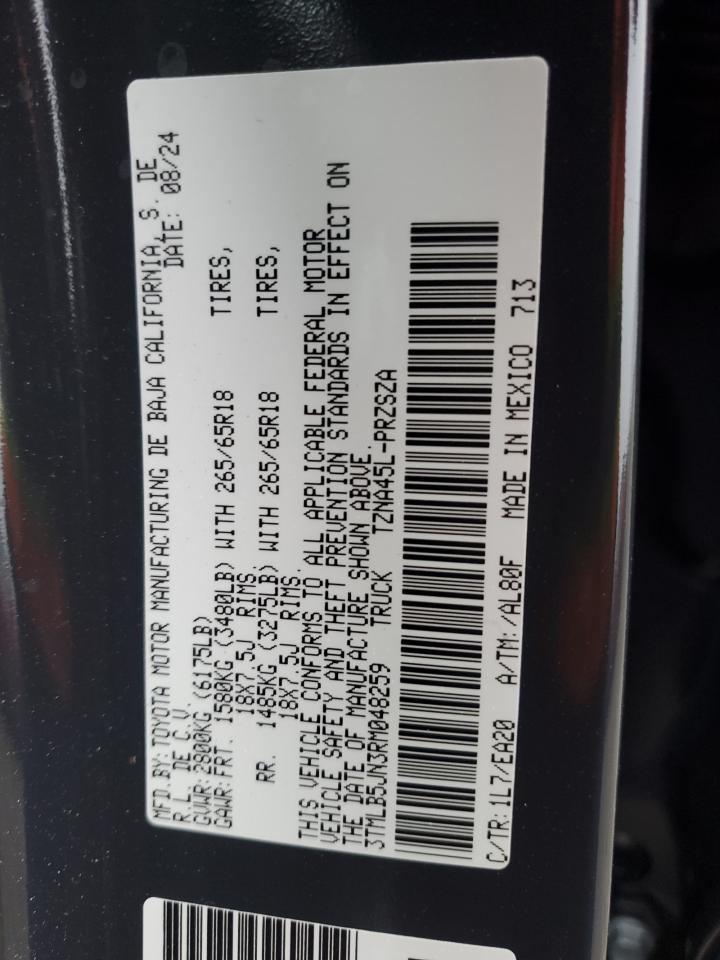 2024 TOYOTA TACOMA DOUBLE CAB VIN:3TMLB5JN3RM048259