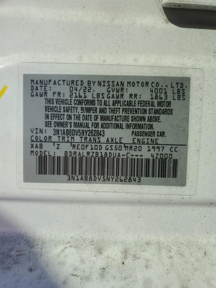 2022 NISSAN SENTRA SR VIN:3N1AB8DV5NY262843