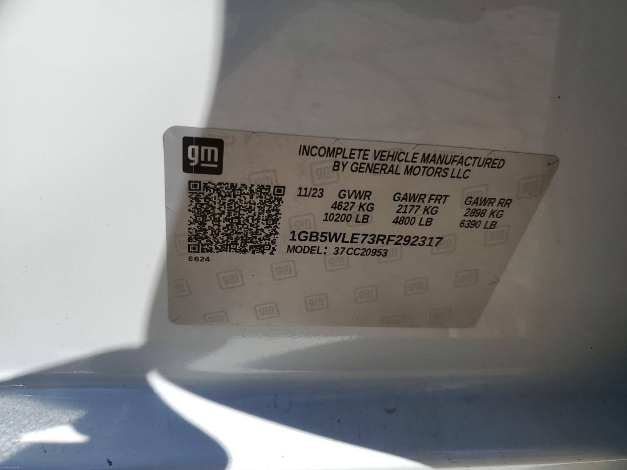 2024 CHEVROLET SILVERADO C2500 HEAVY DUTY VIN:1GB5WLE73RF292317